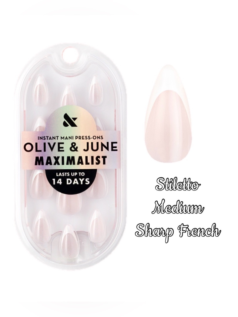NIB Olive & June Maximalist Stiletto Medium Sharp French Press-On Nails Kit